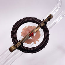 Load image into Gallery viewer, Original 1940's Brown and Peach Wartime Make Do and Mend Wire Brooch with Flower Button Middle *