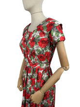 Load image into Gallery viewer, Original 1950's Petite Fit Bright Floral Floppy Cotton Day Dress - Bust 34 35 36 *