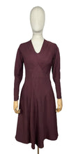 Load image into Gallery viewer, Wounded But Wearable Original 1930's Brown and Red Chevron Stripe Crepe Dress - Bust 34 36