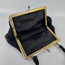 Load image into Gallery viewer, Original 1940's or 1950's Black Crepe Evening Bag with Rose Embroidery