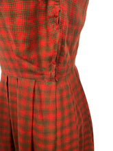 Load image into Gallery viewer, Original 1950's Red and Brown Check Wool Dress - Bust 34 35 *