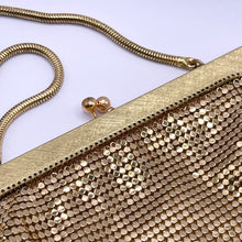 Load image into Gallery viewer, Vintage Gold Metal Mesh Bag with Snake Chain Handle and Fully Lined - Great Evening Bag *