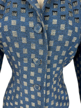 Load image into Gallery viewer, Original 1940's Grey, Black and Cobalt Blue Beaded Wool Jacket - Bust 38