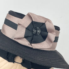 Load image into Gallery viewer, Original 1940's Neat Little Black Topper Hat with Grosgrain Ribbon Trim