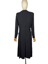 Load image into Gallery viewer, Original 1940's Classic Black Crepe Belted Day Dress with Beaded Pocket Detail - Bust 35 36
