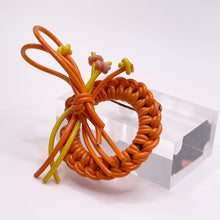 Load image into Gallery viewer, Original 1940's Orange and Yellow Wartime Make Do and Mend Wire Brooch with Flower Middle