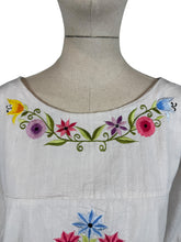 Load image into Gallery viewer, Vintage 1960's 1970's Thick Cotton Artist's Smock with Vibrant Floral Embroidery - Bust 38 40