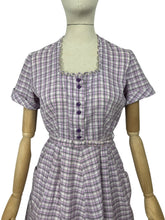 Load image into Gallery viewer, Original 1950's Lilac, Black, White and Grey Belted Check Dress by Roxanne Adams - Bust 38 *