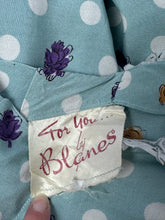Load image into Gallery viewer, Original Late 1940's or Early 1950's Floral Border Print Dress and Bolero in Blue, Purple, Mustard, Black and White - Bust 32 33