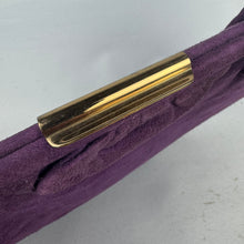 Load image into Gallery viewer, Original 1940's Purple Suede Handbag with Gold-tone Clasp *