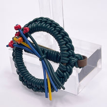Load image into Gallery viewer, Original 1940's Green, Blue, Red and Yellow Wartime Make Do and Mend Wire Brooch with Flower Cluster
