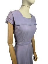 Load image into Gallery viewer, AS IS Original 1940's Lavender Purple Crepe Belted Day Dress - Bust 34 36