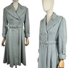 Load image into Gallery viewer, Original 1940's 1950's Evandore Double Breasted Belted Princess Coat in Grey Fleck Boucle Wool - Bust 36