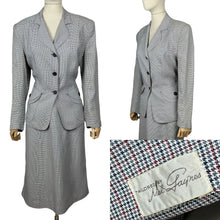 Load image into Gallery viewer, Original 1940's Red, Black and White Fine Houndstooth Check Lightweight Wool Suit - Bust 40"
