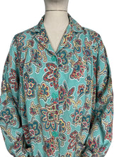 Load image into Gallery viewer, Original 1940's St Michael Cotton Smock Blouse in Turquoise, Red, Yellow and Blue - Bust 42 44 *