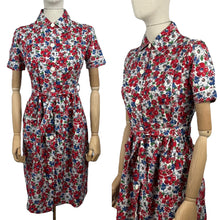 Load image into Gallery viewer, Original 1940's Deadstock Thick Cotton Belted Chore Dress in Red, White and Blue - Bust 34