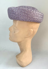 Load image into Gallery viewer, Original 1950's Lilac Straw Hat with Upturned Brim and Grosgrain Trim *