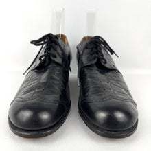 Load image into Gallery viewer, Original 1930's 1940's Inky Black Leather Lace Up Shoes with Punch Detail - UK 6 or 6.5