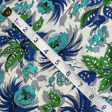 Load image into Gallery viewer, Original 1940's Ivory, Green and Blue Floral Crepe Dressmaking Fabric - 35" x 140"