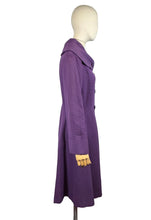 Load image into Gallery viewer, Original 1950’s Deep Purple Ribbed Wool Princess Coat with Shawl Collar - Bust 36