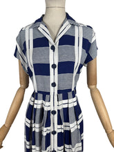Load image into Gallery viewer, Original 1950's Peggy Page Navy and White Check Day Dress - Bust 36 37 *