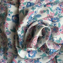 Load image into Gallery viewer, Original 1940's 1950's Floral Linen White, Blue, Green and Pink Tootal Brand Dressmaking Fabric - 35" x 66"