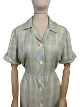 Load image into Gallery viewer, Original 1950's Linaco Plaid Cotton Day Dress in Blue, White and Yellow Check - Bust 40 42 *