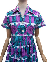 Load image into Gallery viewer, Original 1950's Cotton Dress in White, Green, Pink and Blue - Bust 36