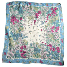 Load image into Gallery viewer, Original 1940's Bright Floral Crepe Scarf in Pink, Green, Blue and White - Great Headscarf