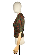 Load image into Gallery viewer, Original 1950's Cropped Cotton Jacket in Green, Brown and Rust Floral Print - Bust 34 35