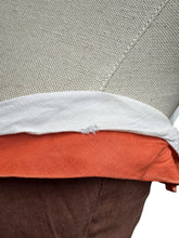 Load image into Gallery viewer, Original 1950's Brown, White and Orange Cotton Wiggle Dress - Bust 34"