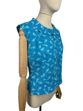 Load image into Gallery viewer, Original 1950's Blue and White Cotton Novelty Print Blouse with Paddle Steamer Boats - Bust 34 36 *