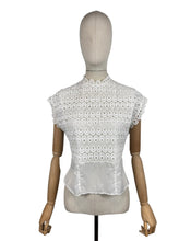 Load image into Gallery viewer, Original 1950's White Nylon Button Back Blouse by Top Town - Bust 34