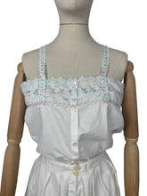 Load image into Gallery viewer, Antique Edwardian Combination Petticoat and Chemise Set in White Cotton with Pretty Silk Embroidery in Pink, Green and Blue