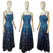 Load image into Gallery viewer, Stunning Original 1950's Sidney Smith Evening Dress in Blue, Pink and Green - Bust 36 *