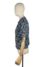 Load image into Gallery viewer, Original 1950's Short Sleeved Cotton Shirt in Black, Blue and White - Bust 36