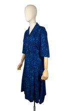Load image into Gallery viewer, Original 1950’s Volup Blue Lightweight Wool Day Dress with Mother of Pearl Buttons - Bust 42