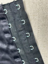 Load image into Gallery viewer, Original 1940's or 1950's Inky Black Satin and Lace Boned Corset with Garter Straps - Bust 32