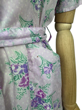 Load image into Gallery viewer, Original 1950's Purple Nylon Belted Day Dress with Pink and Green Bold Floral Print - Bust 36 38 *