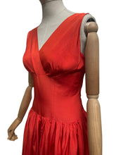 Load image into Gallery viewer, Original 1950's Cornell Flame Red Grosgrain Cocktail Dress - Bust 36 38