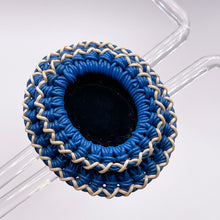 Load image into Gallery viewer, Original 1940's Blue, Black and White Wartime Make Do and Mend Wire Brooch with Glass Middle *