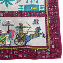 Load image into Gallery viewer, Original 1930’s Egyptian Revival Vibrant Crepe Scarf by Gaywear in Pink, Blue, Yellow and White