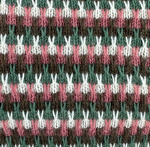 Load image into Gallery viewer, Reproduction 1940’s Hand Knitted Striped Jumper in Pink, White, Green and Brown Alpaca Wool - Bust 33 34 35