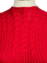 Load image into Gallery viewer, 1940's Reproduction Hand Knitted Cable Jumper in Christmas Red Pure Wool - Bust 32 33 34 35 36