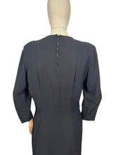 Load image into Gallery viewer, Original 1940's Kay Carter Black Crepe Floral Studded Cocktail Dress - Bust 36 *