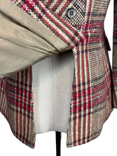 Load image into Gallery viewer, 1970’s Red, Brown and Cream Check Hacking Jacket - Bust 33 34