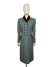 Load image into Gallery viewer, Original 1940's CC41 Brown and Blue Herringbone Wool Double Breasted Coat - Bust 36