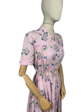 Load image into Gallery viewer, Original 1940's CC41 Pink, Green, Blue and White Floral Cotton Belted Day Dress - Bust 36