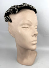 Load image into Gallery viewer, Original 1950's Black Velvet Evening Hat with Intricate Beading Detail