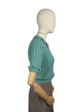 Load image into Gallery viewer, 1930’s Reproduction Lace Cardigan in Sea Foam Green Wool - Bust 36 38